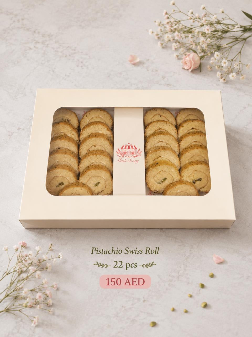 Pistachio Swiss roll - 22 pcs