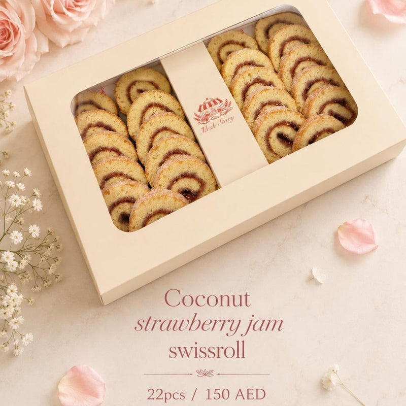 Coconut strawberry jam swissroll - 22 pcs