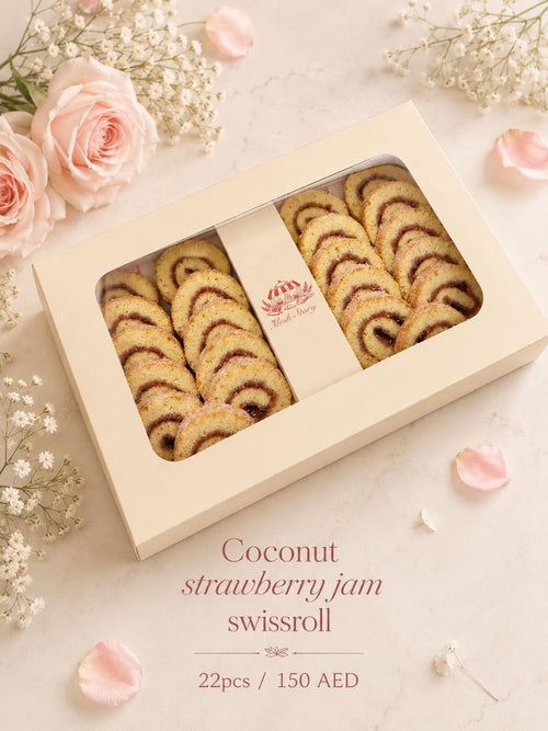 Coconut Strawberry Jam Swiss Roll - coconut strawberry jam swissroll 22pc box