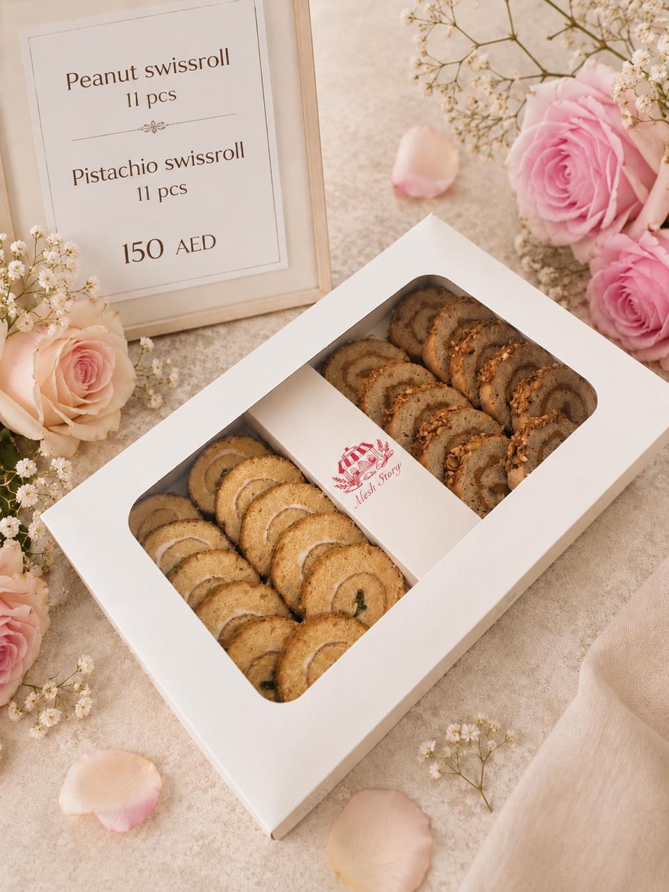 Pistachio Swiss Roll - peanut pistachio swissroll 22pc box