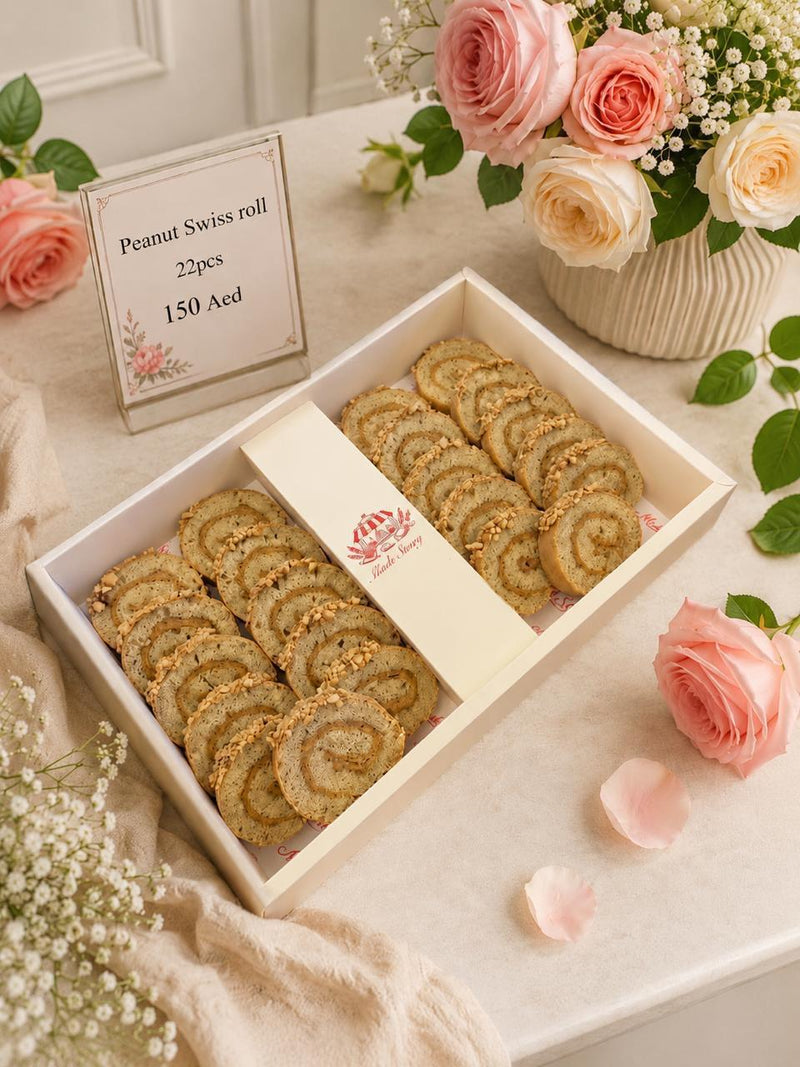 Peanut Butter Swiss Roll - peanut swissroll 22pc box