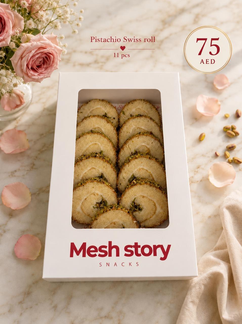 Pistachio Swiss Roll - pistachio swissroll 11pc box